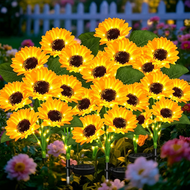 Solarbetriebene LED-Sonnenblumen-Gartenstehlampe mit wasserdichtem Panel und verstellbarem Stiel Brehn