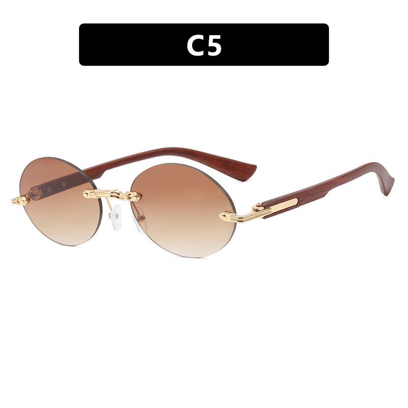 Damen runde Sonnenbrille mit elegantem Holzrahmen und UV-Schutz Brehn