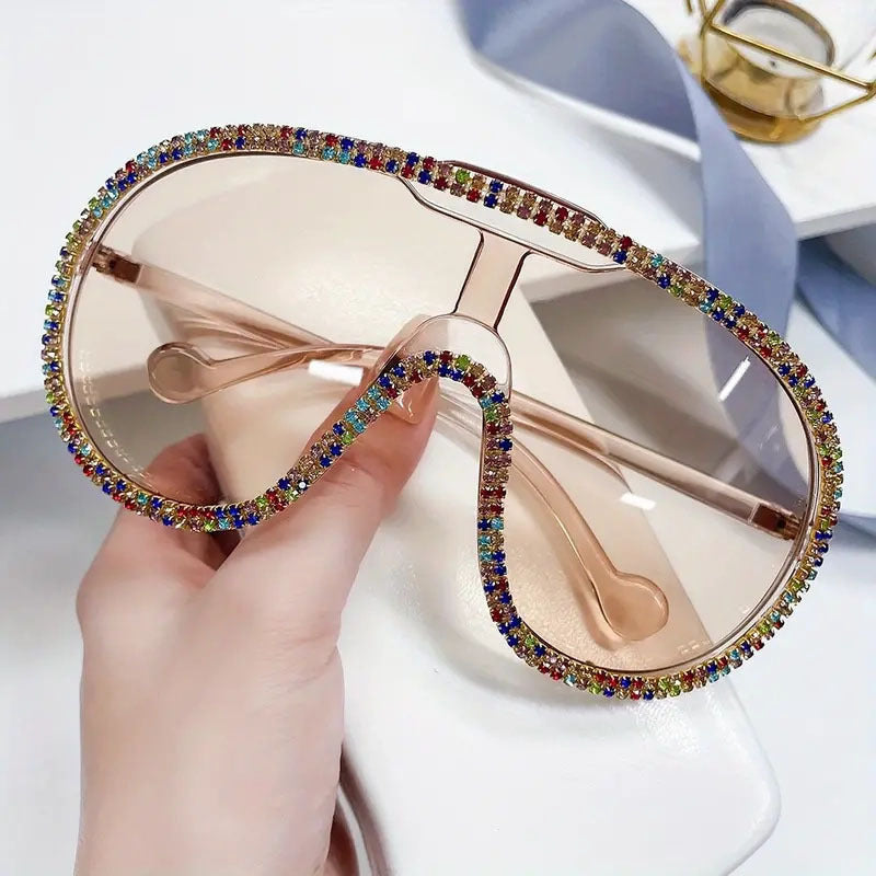 Damen extravagante Sonnenbrille mit funkelndem Rahmen Brehn