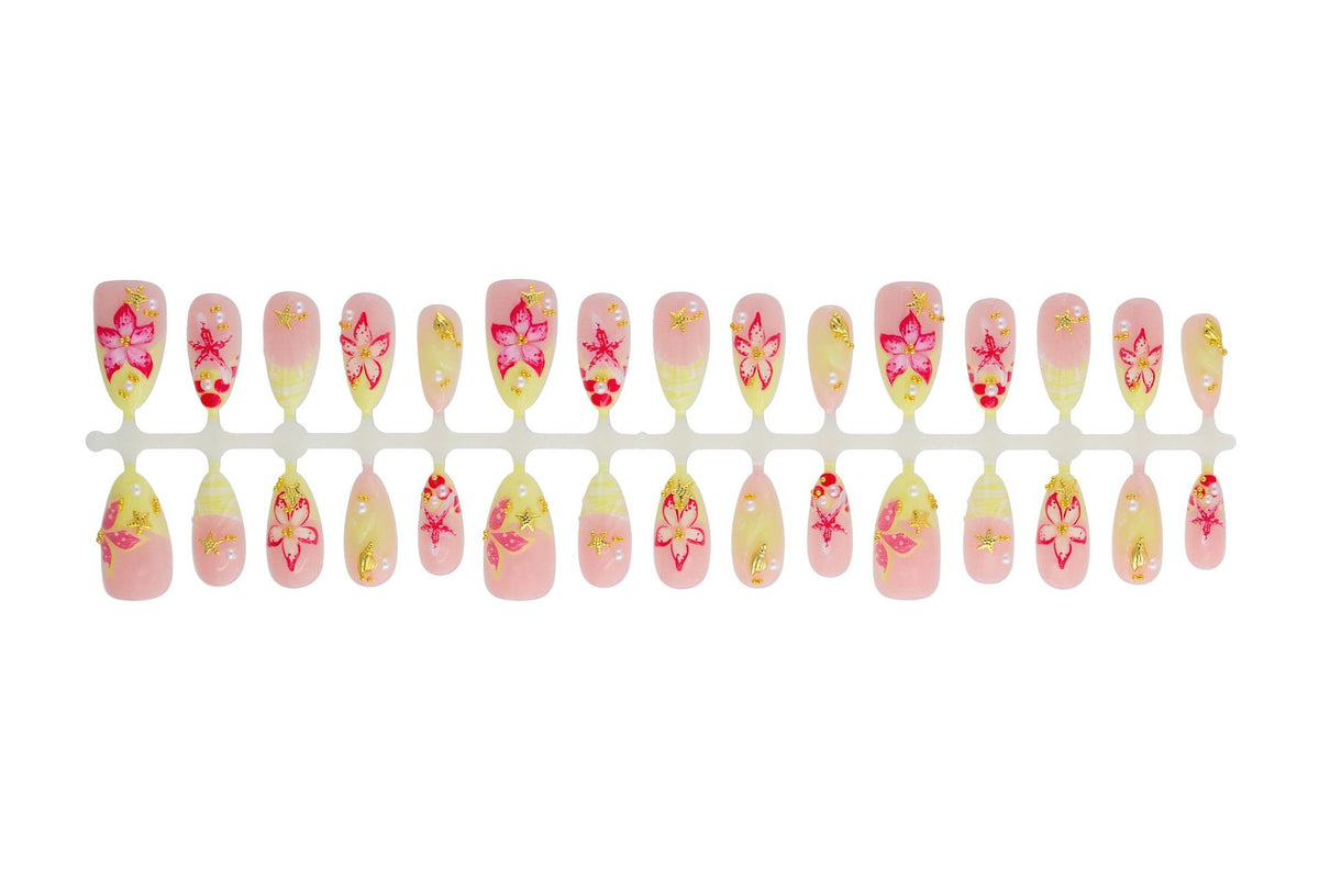 Kunstnagelset mit tropischen Motiven Brehn