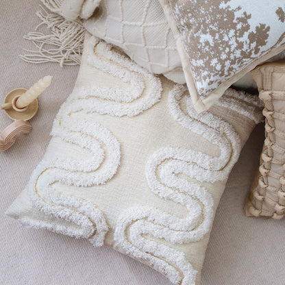 Dekorativer Jacquard-Kissenbezug mit Baum-Motiv und Samt-Paspel Brehn