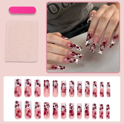 Kunstnagelset mit eleganten Blüten- und Ombre-Designs Brehn