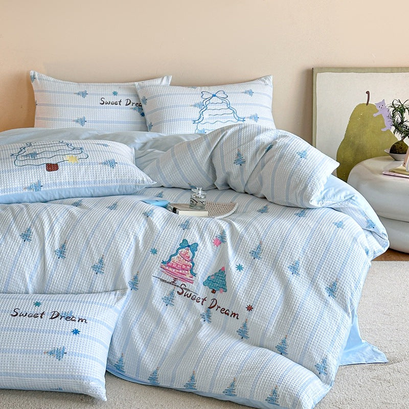 Gesteppt Baumwollsatin Tumble Kitten Druck Komforter und Kissenbezug Set