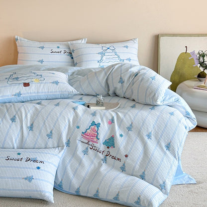 Gesteppt Baumwollsatin Tumble Kitten Druck Komforter und Kissenbezug Set
