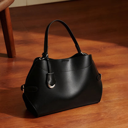 Strukturiert Glattes Leder Top-Handle Tote Bag mit Silber Hardware