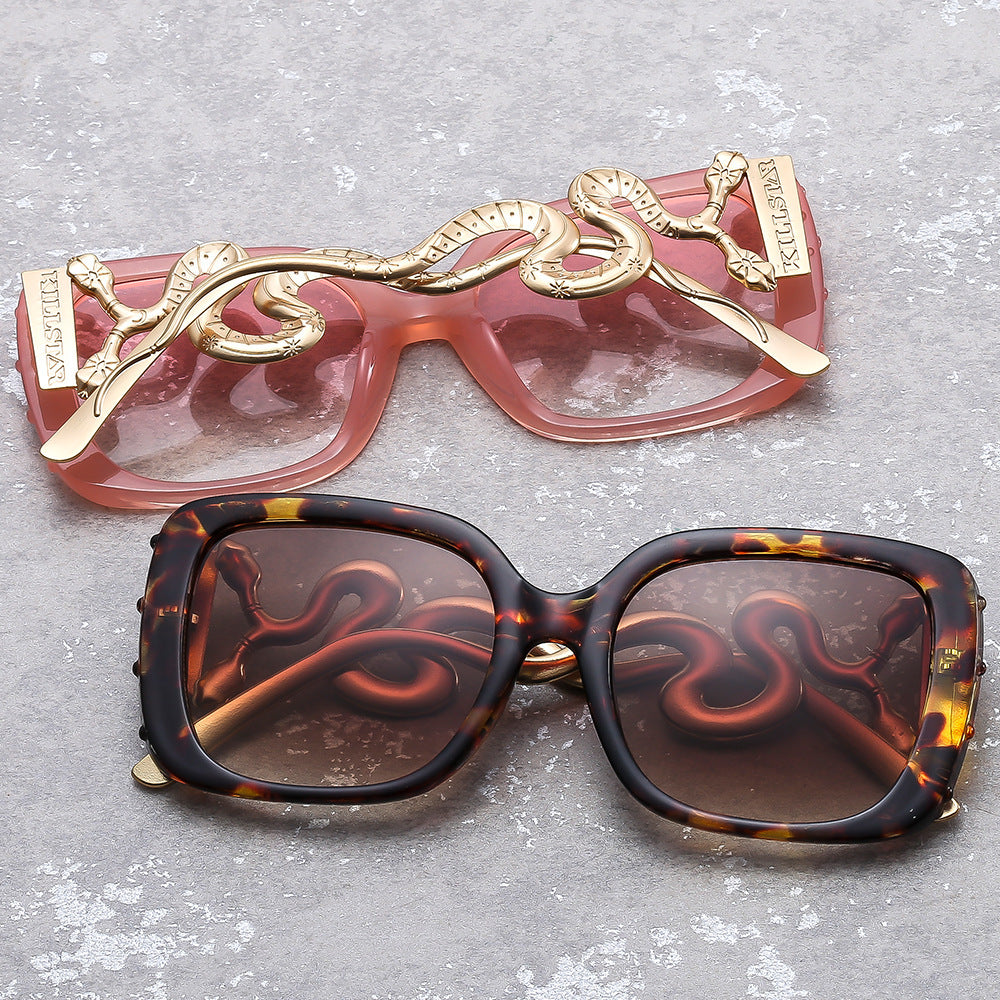 Damen extravagante Designer-Sonnenbrille mit luxuriösem Schlangenrahmen Brehn