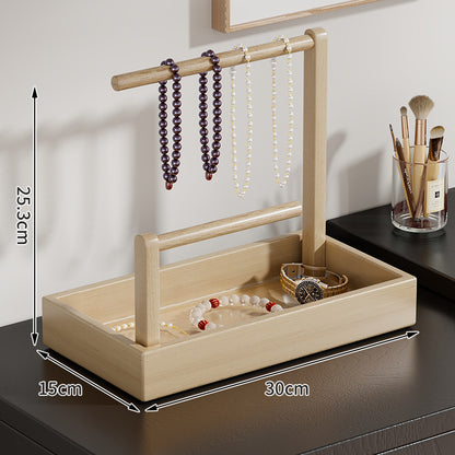 Holz Schmuck Organizer mit zwei Ebenen und Aufhängebügeln