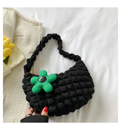 Blumige Akzent Texturierte Handtasche