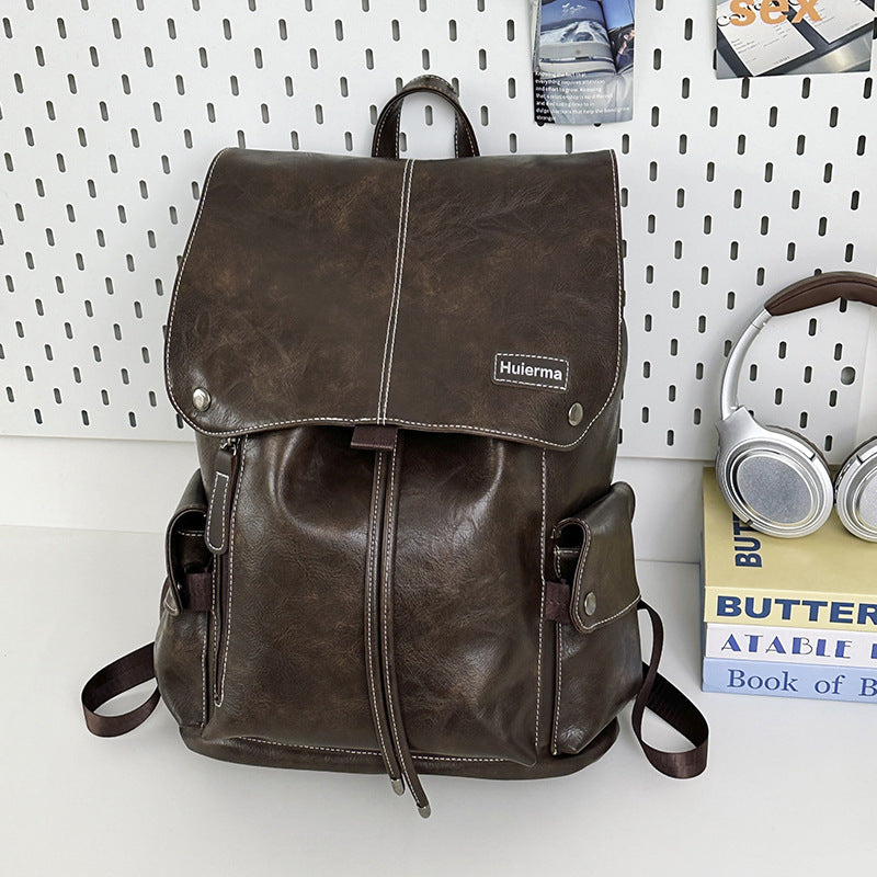 Vintage Leder Freizeit Schul Rucksack