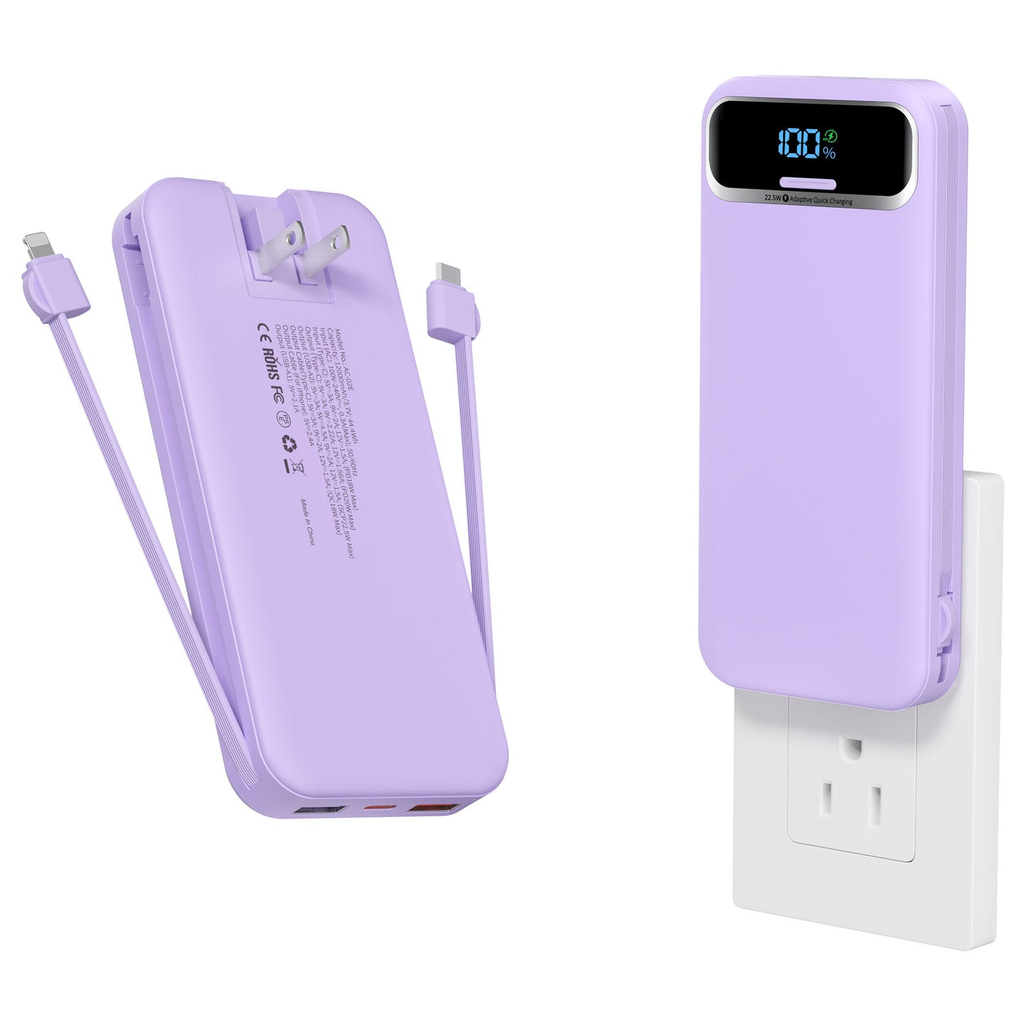 Powerbank mit Integriertem Ladegerät und Lcd-Display Brehn