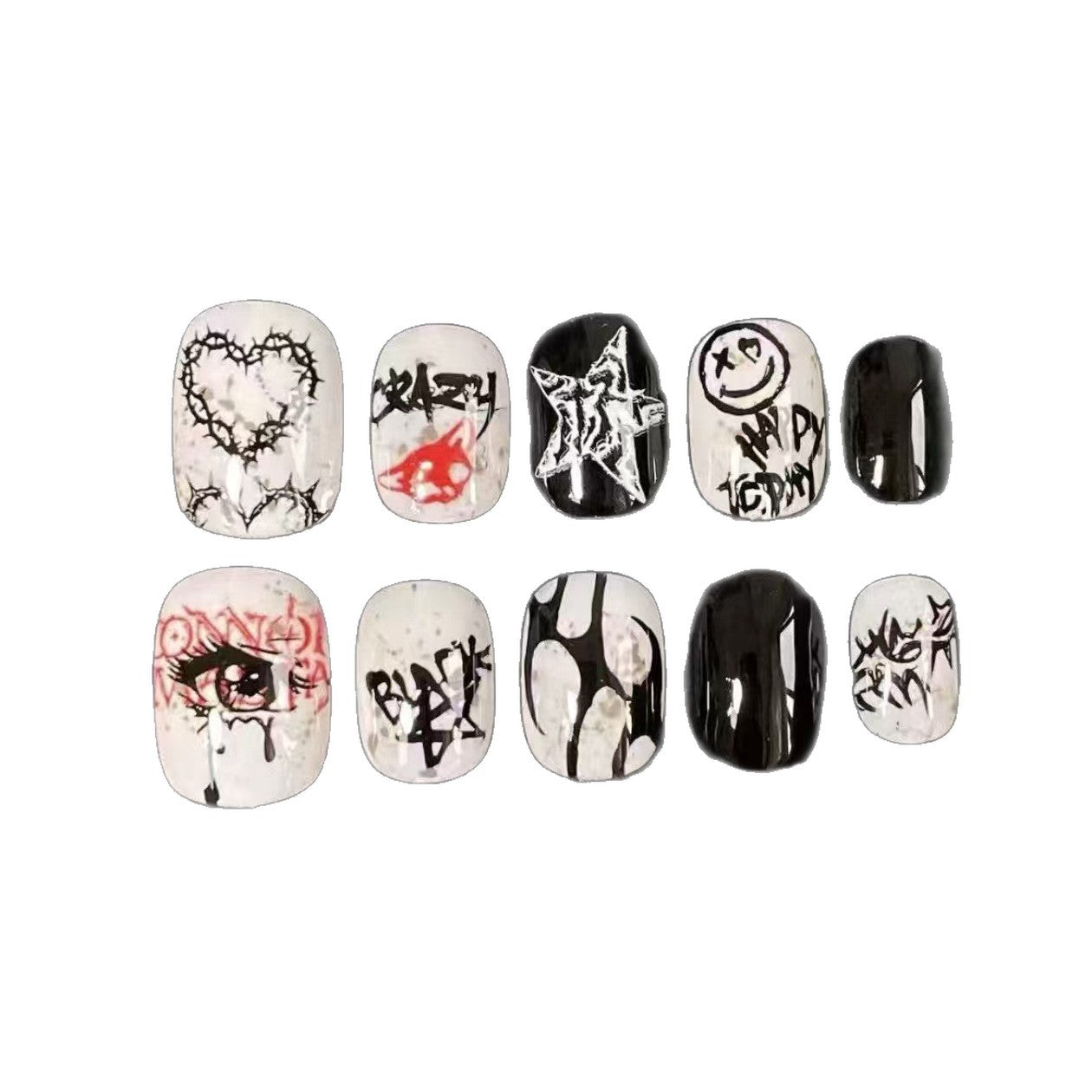 Künstlerisches Press-On-Nagelset mit geometrischen Designs Brehn