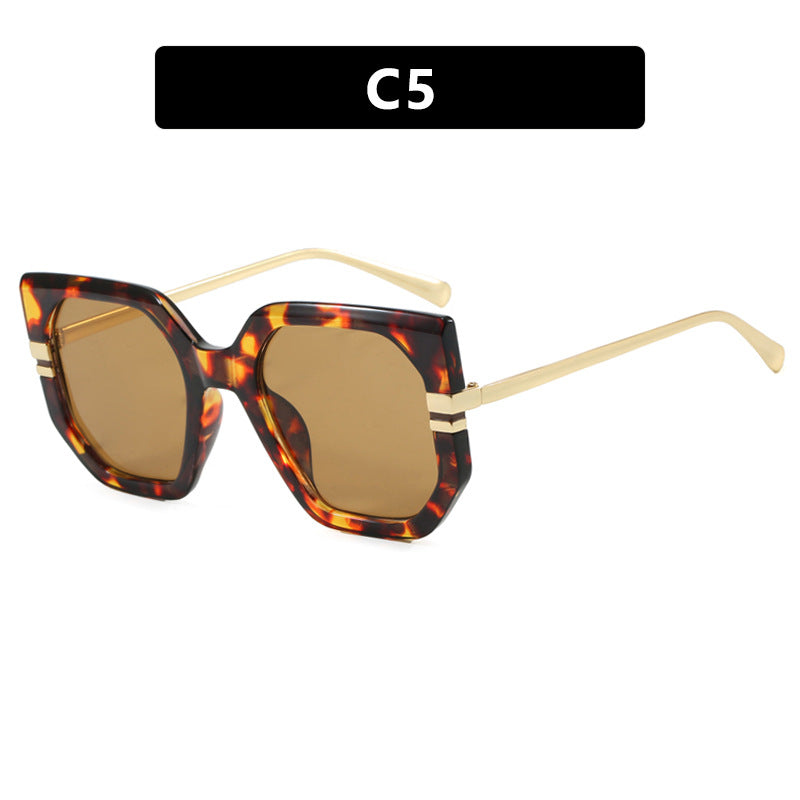 Damen geometrische Sonnenbrille mit luxuriösem goldenen Rahmen und polarisierenden Gläsern Brehn