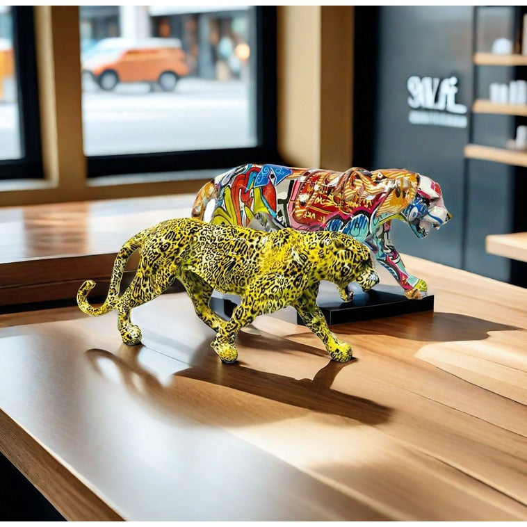 Dekorative Leopardenfigur aus Kunstharz Brehn