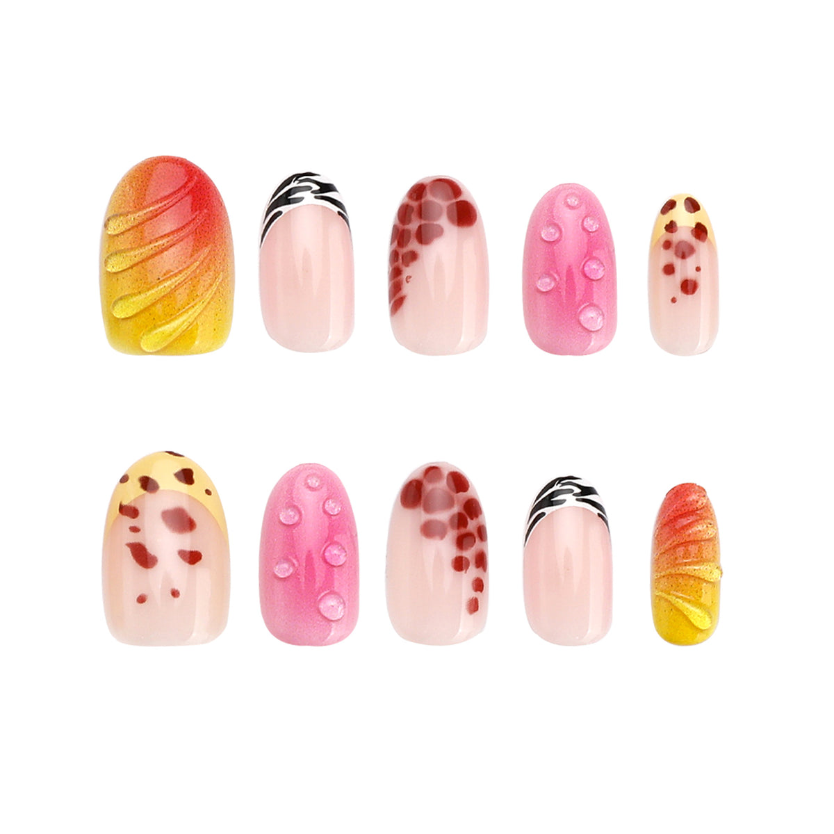 Kreative Kunstnägel mit floralem Design und Glitzerakzenten Brehn
