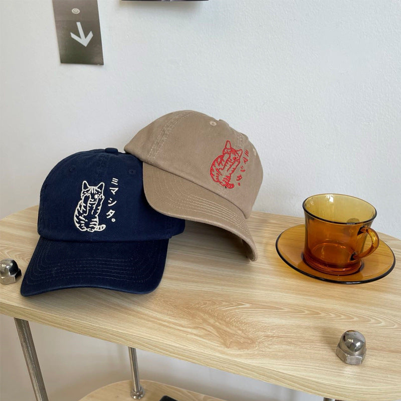 Herren bestickte Katzenmotiv Baseballmütze Brehn