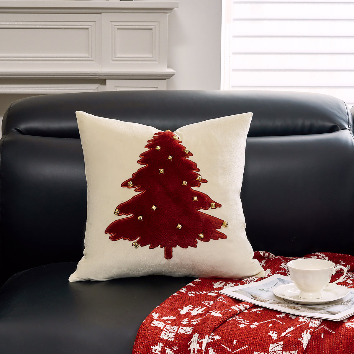 Dekoratives Weihnachts-Wurfkissen mit Hirschsilhouette