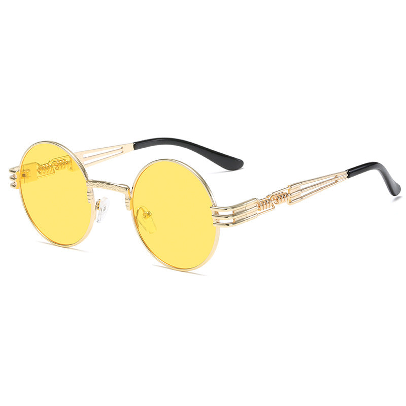 Damen Retro-Inspirierte runde Sonnenbrille mit einzigartigem Metallrahmen Brehn