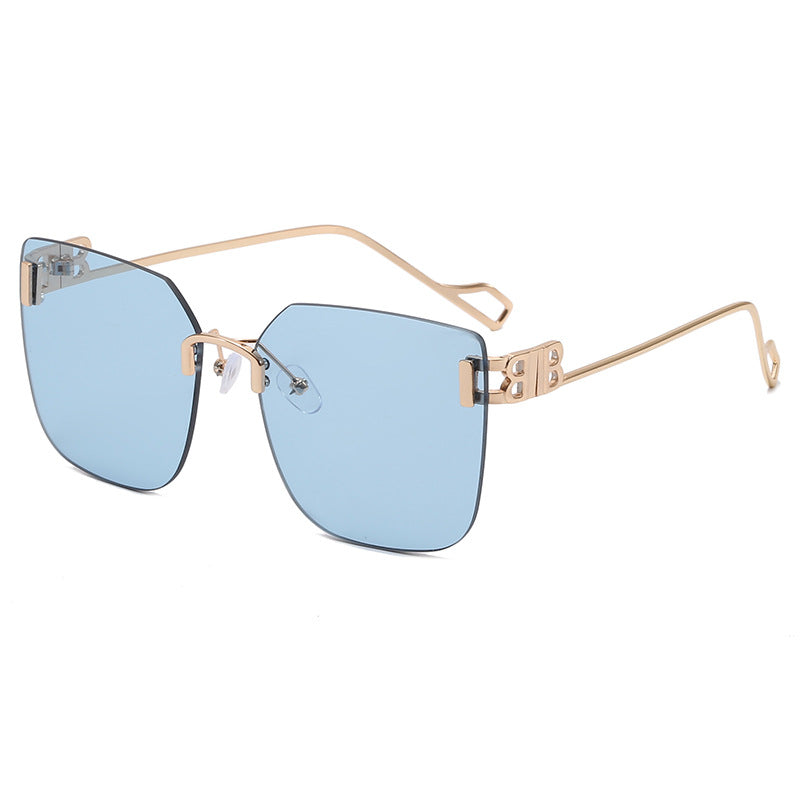 Damen elegante quadratische Sonnenbrille mit goldfarbenem Metallrahmen Brehn