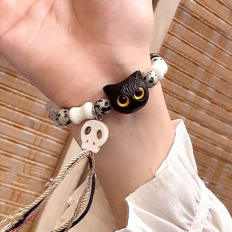 Verspielt Katze und Knochen Charme Armband Brehn