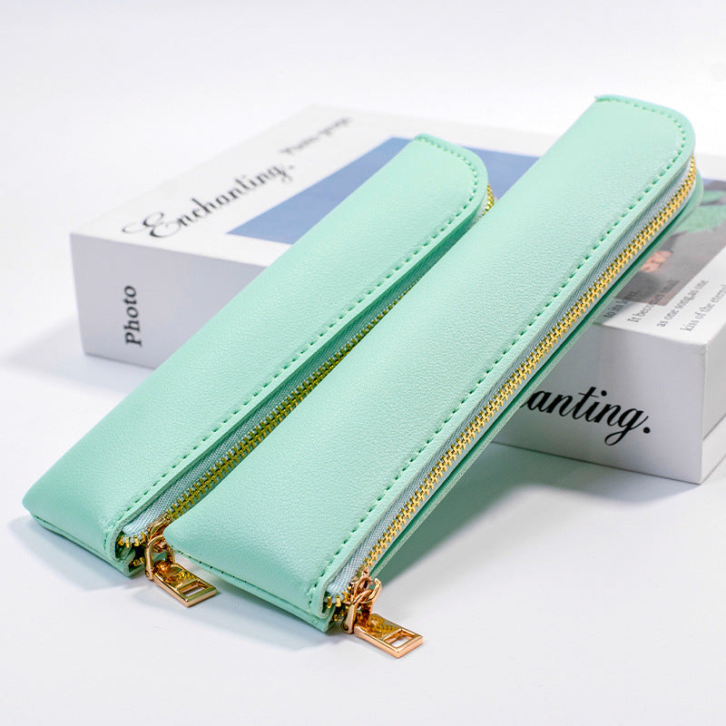 Premium Leder Reißverschluss Bleistift Etui Brehn