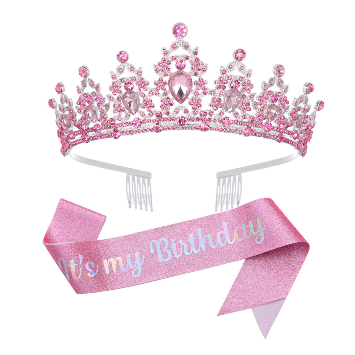 Damen Schwarz verzierte Tiara mit edlem Design Brehn