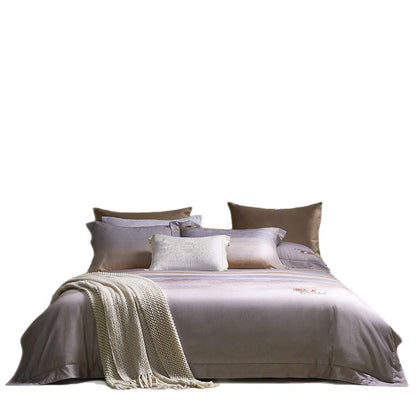 Marmoreffekt Baumwoll-Satin Bettbezug Set mit Strickdecke und Oxford-Kissenbezügen
