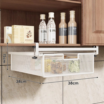 Unterregal Ausziehbarer Metallgitter Pull-Out Aufbewahrungsdrawer mit verstellbarem Klemmen