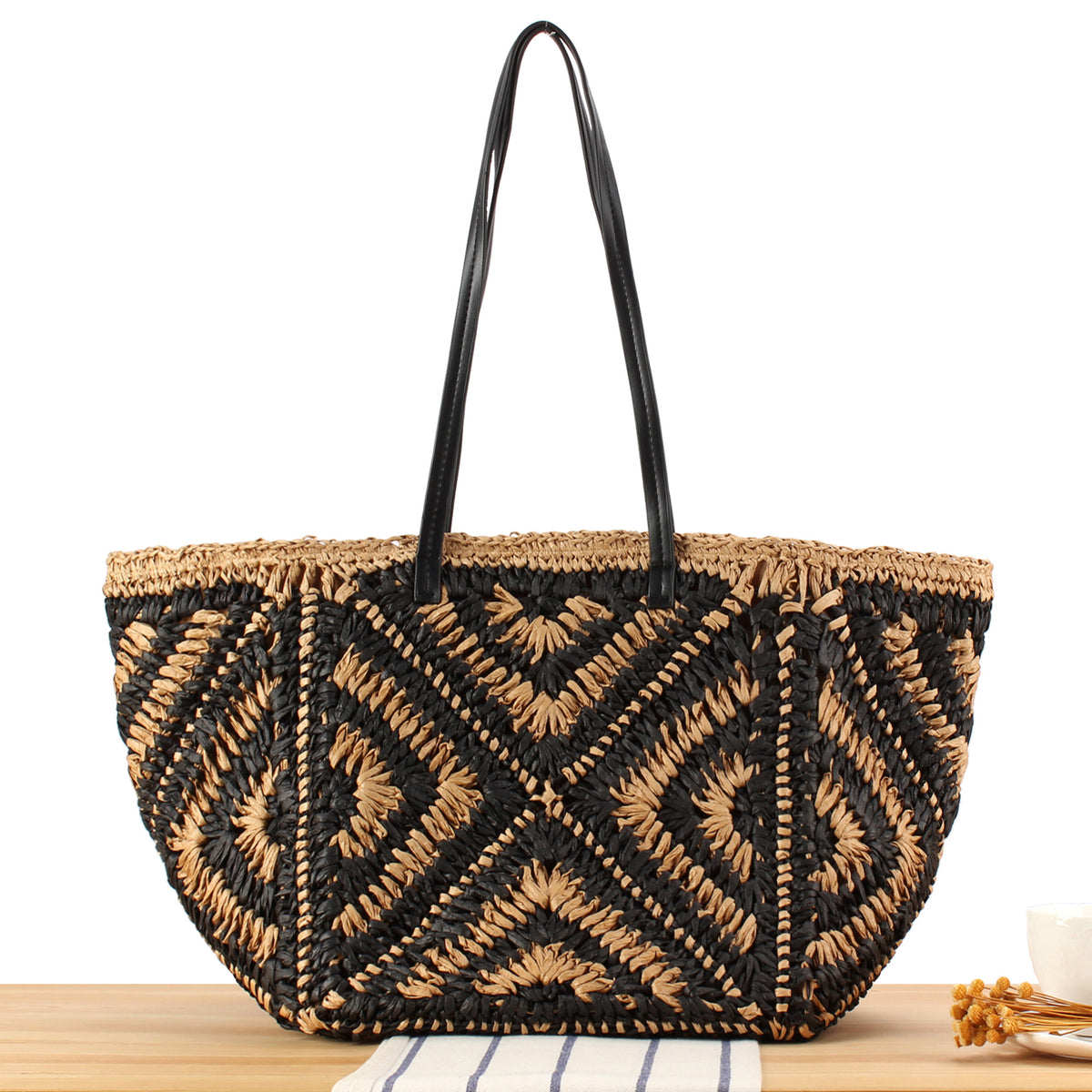 Designer Korbtasche mit Eleganten Ledergriffen Brehn