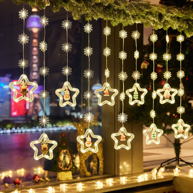 Weihnachtsdekorative Lichtsterne mit Schneeflocken Brehn