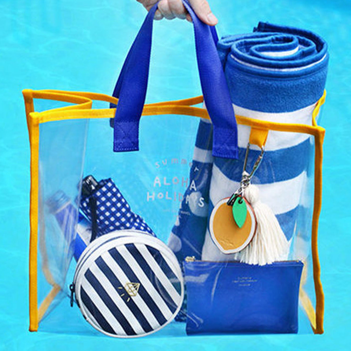 Transparente Strandtasche mit Mehreren Innenfächern Brehn