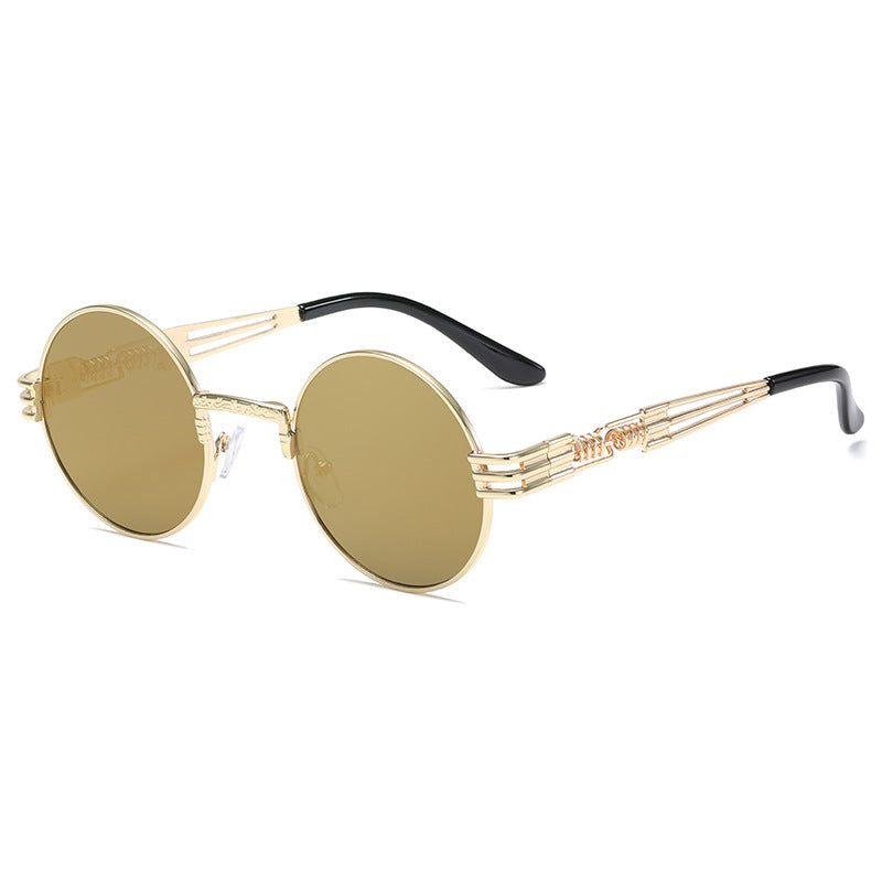 Damen Retro-Inspirierte runde Sonnenbrille mit einzigartigem Metallrahmen Brehn