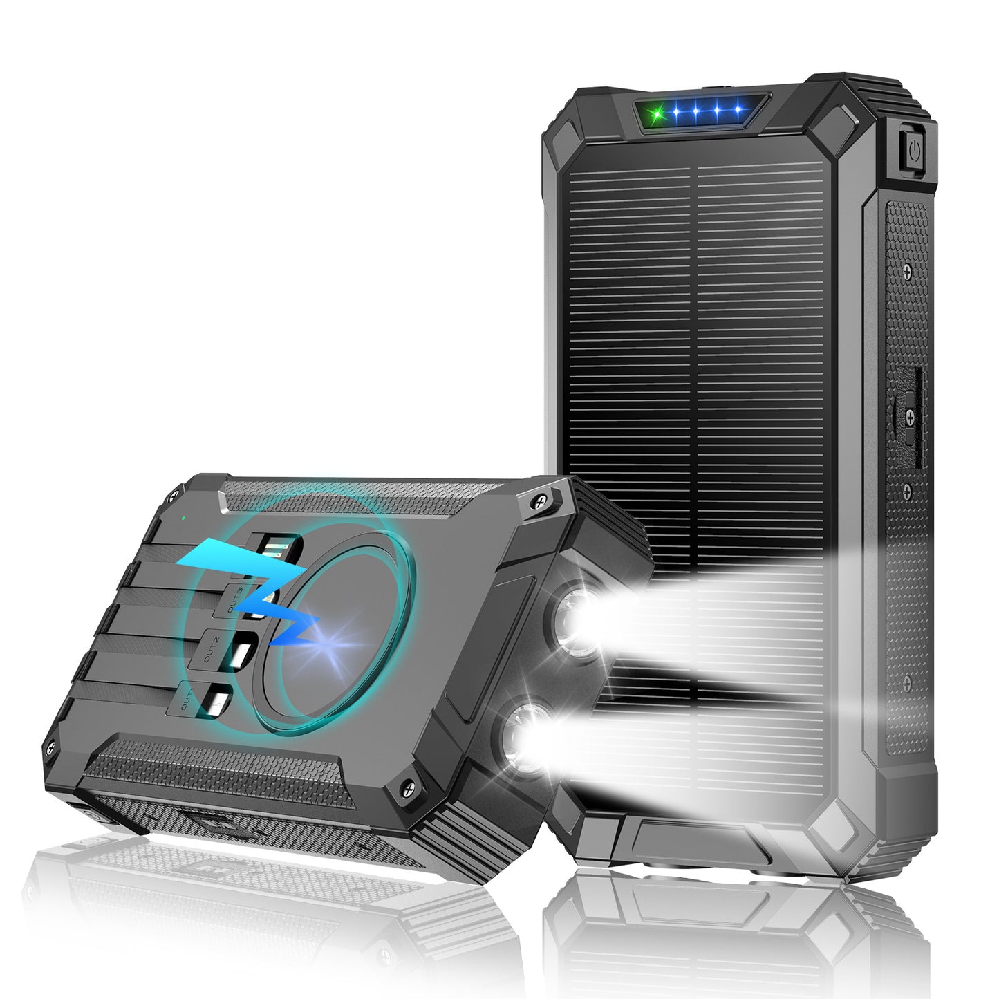 Hochleistungs-Solar-Powerbank mit Doppeltem LED-Licht und Schnellladefunktion Brehn