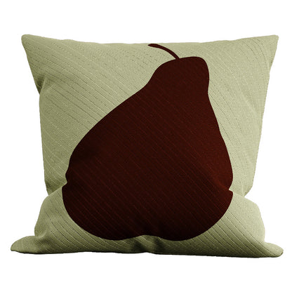 Decorative Square Cushion Cover with Minimalist Pear Silhouette and Textured Knit Fabric
