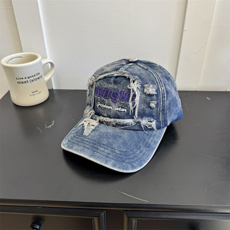 Herren Distressed Denim Grafik Kappe Brehn