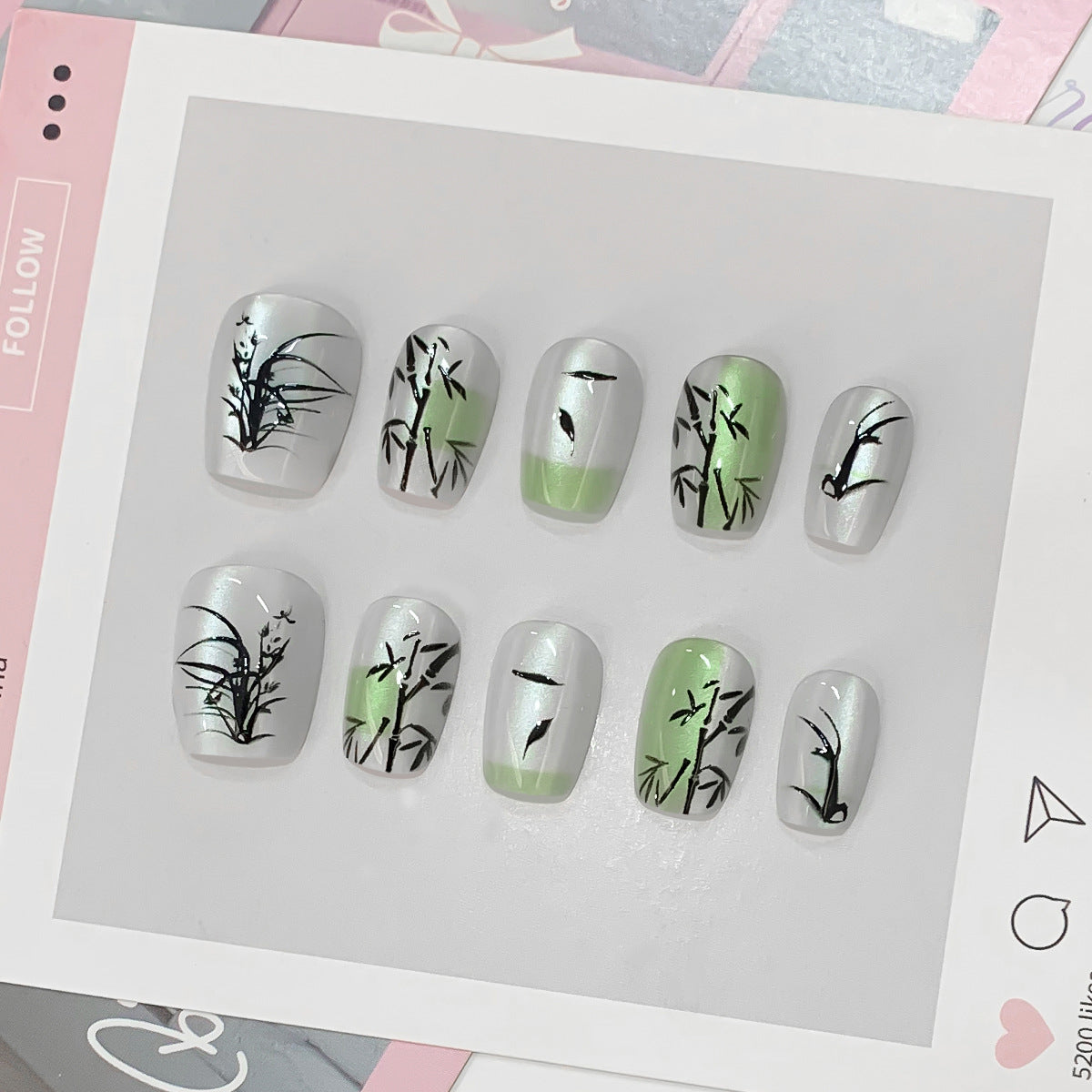 Künstliche Nagelspitzen mit Bambus-Design Brehn
