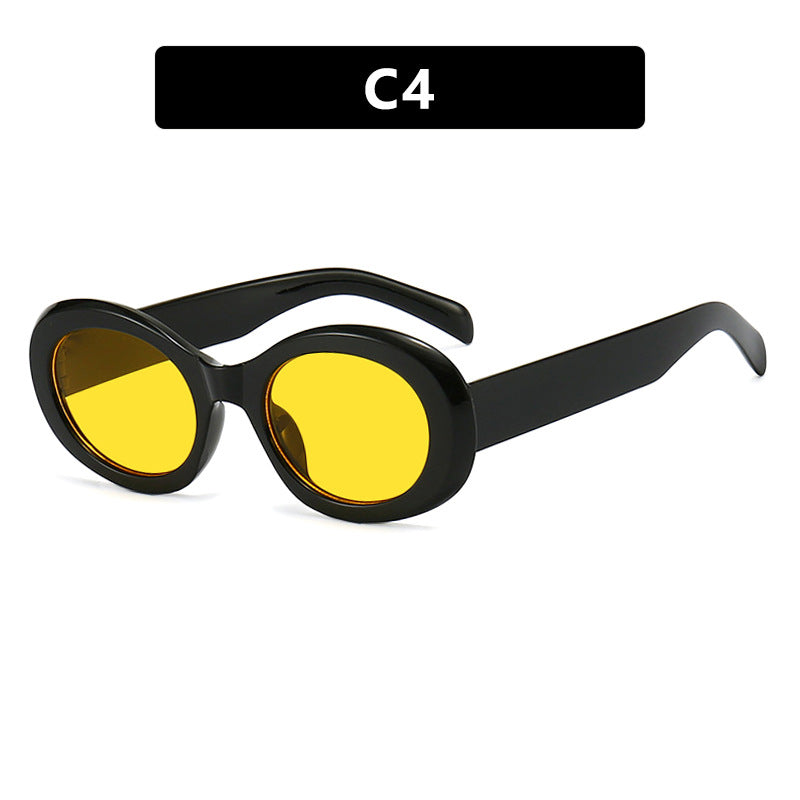 Damen modische Sonnenbrille im originellen Ovaldesign mit transparentem Rahmen und UV-Schutz Brehn