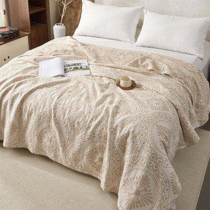Wendbare Florale Jacquard Baumwolle Überwurf Decke Bettüberwurf