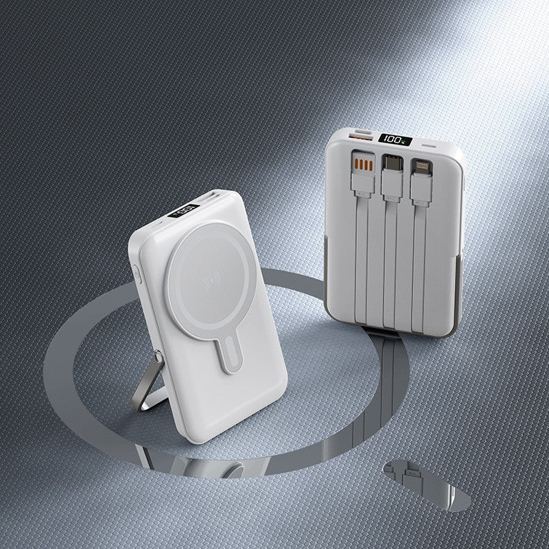 Tragbare Powerbank mit Integriertem Ladekabel und Wireless Ladefunktion Brehn
