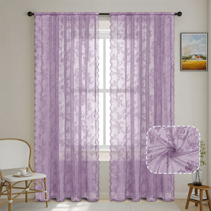 Elegante florale Spitzenfensterbehänge