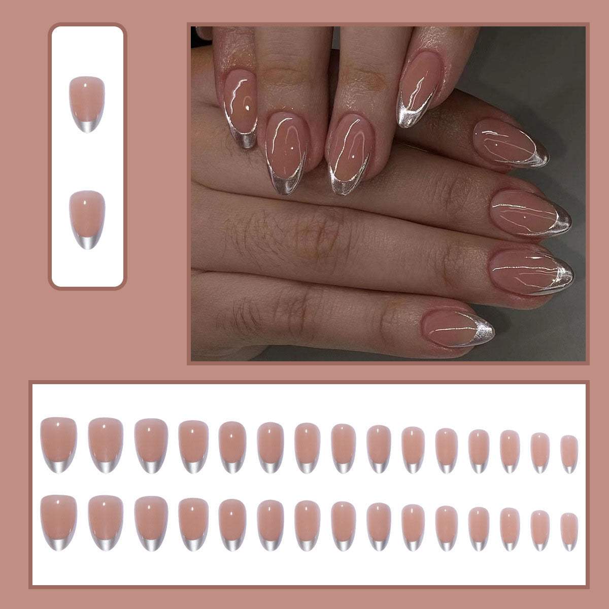 Stylisches French Tip Press-On Nagelset Brehn