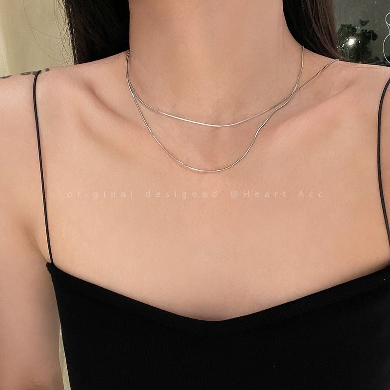 Gestapelte Elegante Silberkette Halskette Brehn