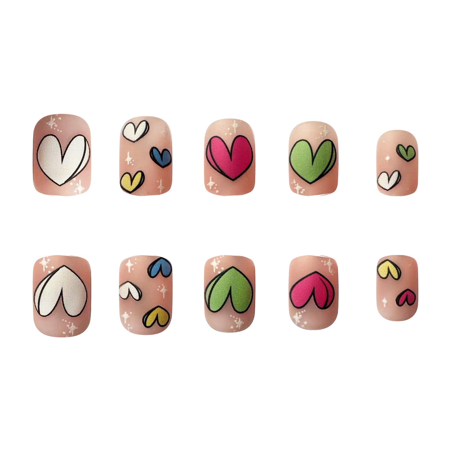 Kunstnagelset mit verspielten Herzmotiven Brehn