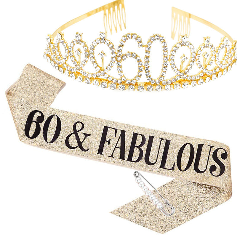 Damen Kristallgeburststags-Tiara und Schärpe-Set Brehn