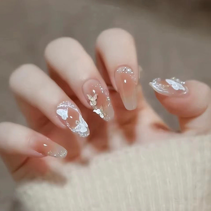 Elegante florale Schmetterling-Nagelkunst-Verlängerungen