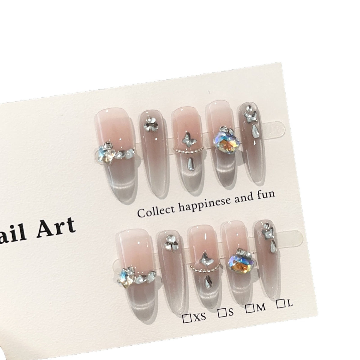 Elegantes mit Edelsteinen verziertes Press-On Nagelkunst-Set