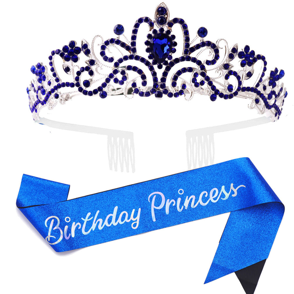 Damen Glitzernde Prinzessinnenkrone mit Birthday Princess Schärpe Brehn