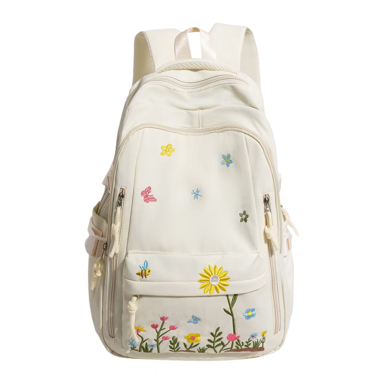 Rucksack mit Floralem Stickmuster und Praktischen Fächern Brehn