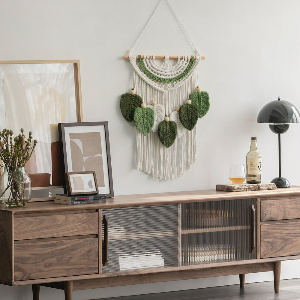 Macrame Wanddekoration mit Blattform-Design