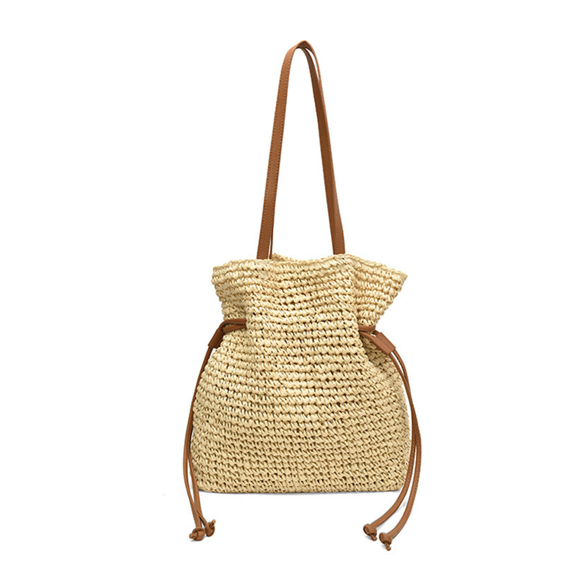 Lässige Strohtasche mit Modernem Kordelzug Brehn