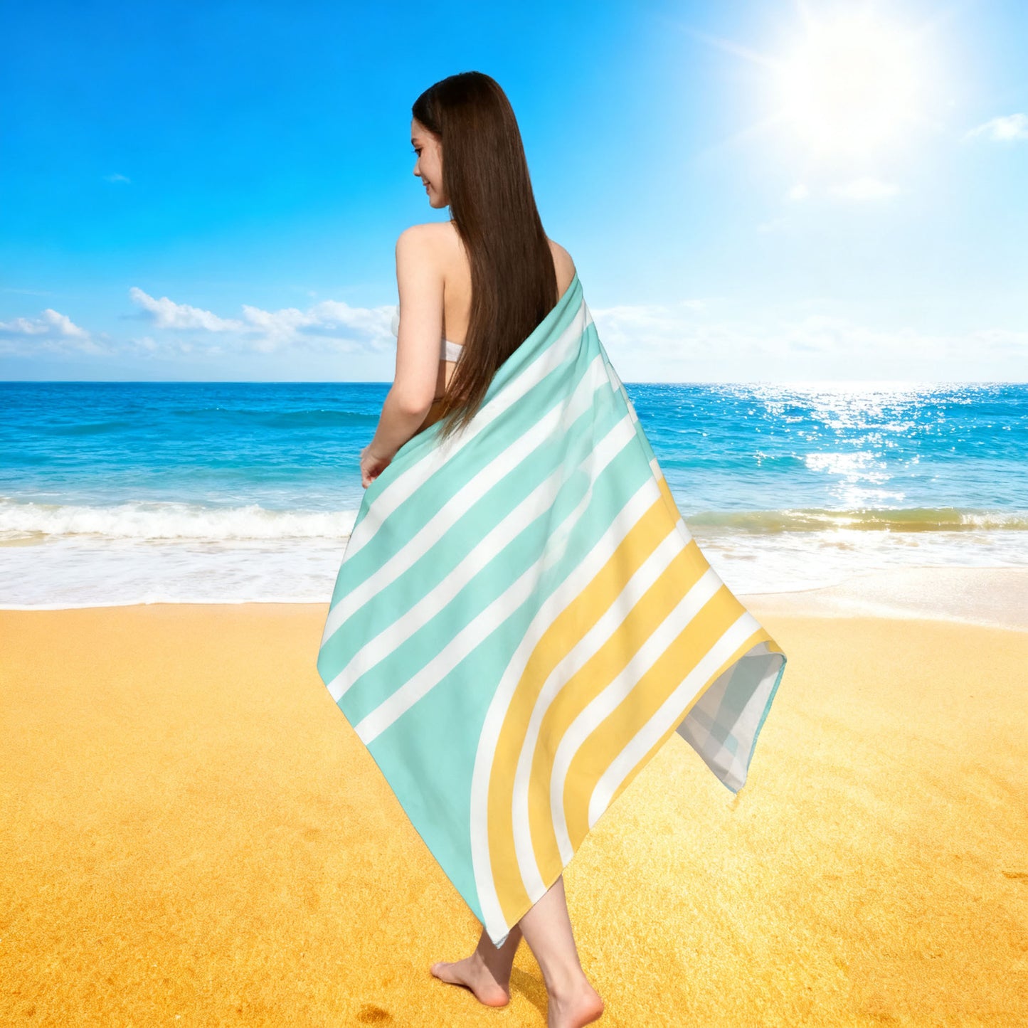 großes und weiches Strandtuch mit Streifenmuster Brehn